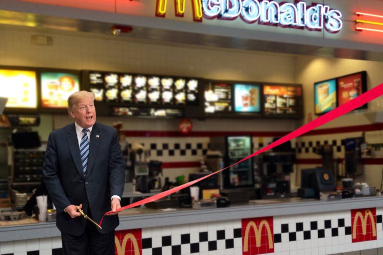 Trump Cuts Ribbon at West Wing McDonald’s Location
